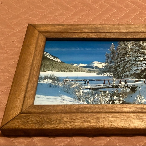Vintage Winter Mountain Landscape Wood
Frame Art Print Rustic Cabin Farmhouse - Picture 4 of 7